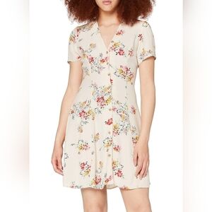 New Look Floral Print Cream Dress Size 6 NWT